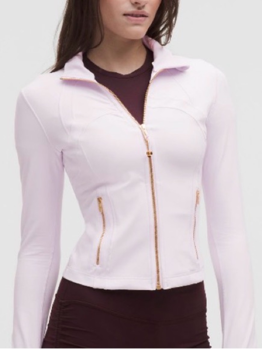 Lululemon Define Cropped Jacket Nulu Pink Organza Gold Size 8